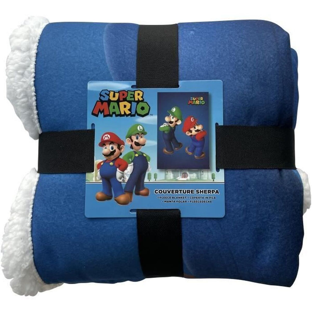 Kinderdecke Mario Bros schwarz Flanell Mikrofaser Detailansicht