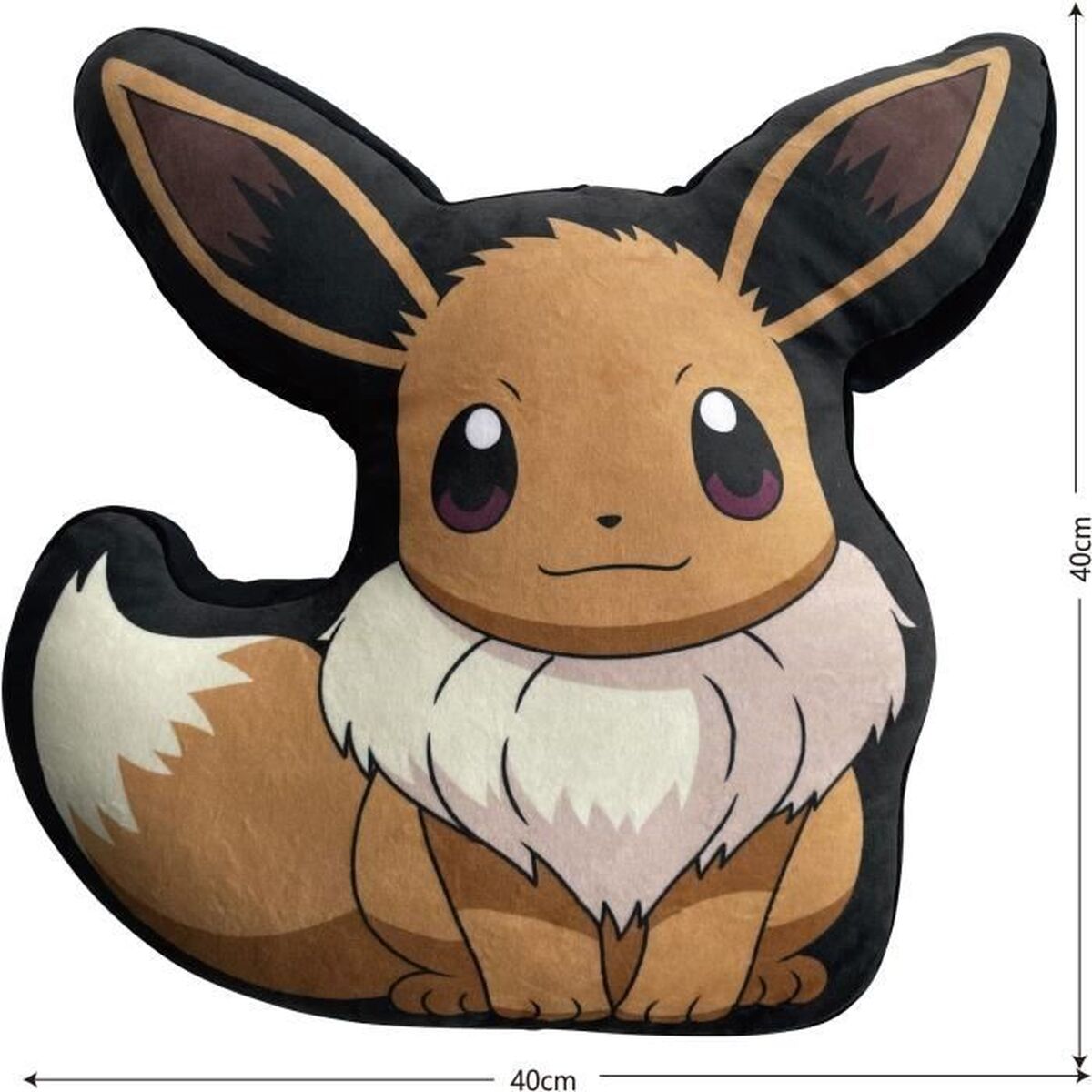 Kinderkissen Pokémon braun Mikrofaser Nahaufnahme Details

