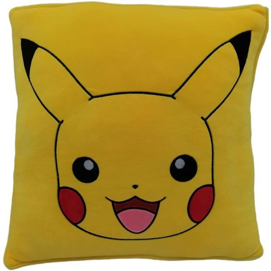 Pokémon Kinderkissen gelb 40cm Polyester kariert Kuschelkissen
