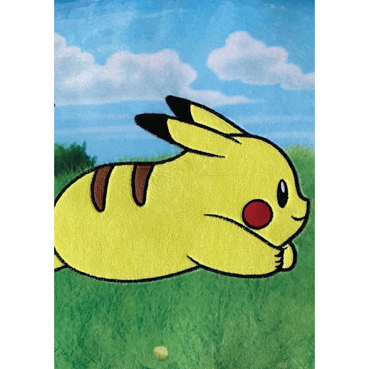 Pokémon Kissen gelb braun 60cm Polyester Charakterform Seitenansicht
