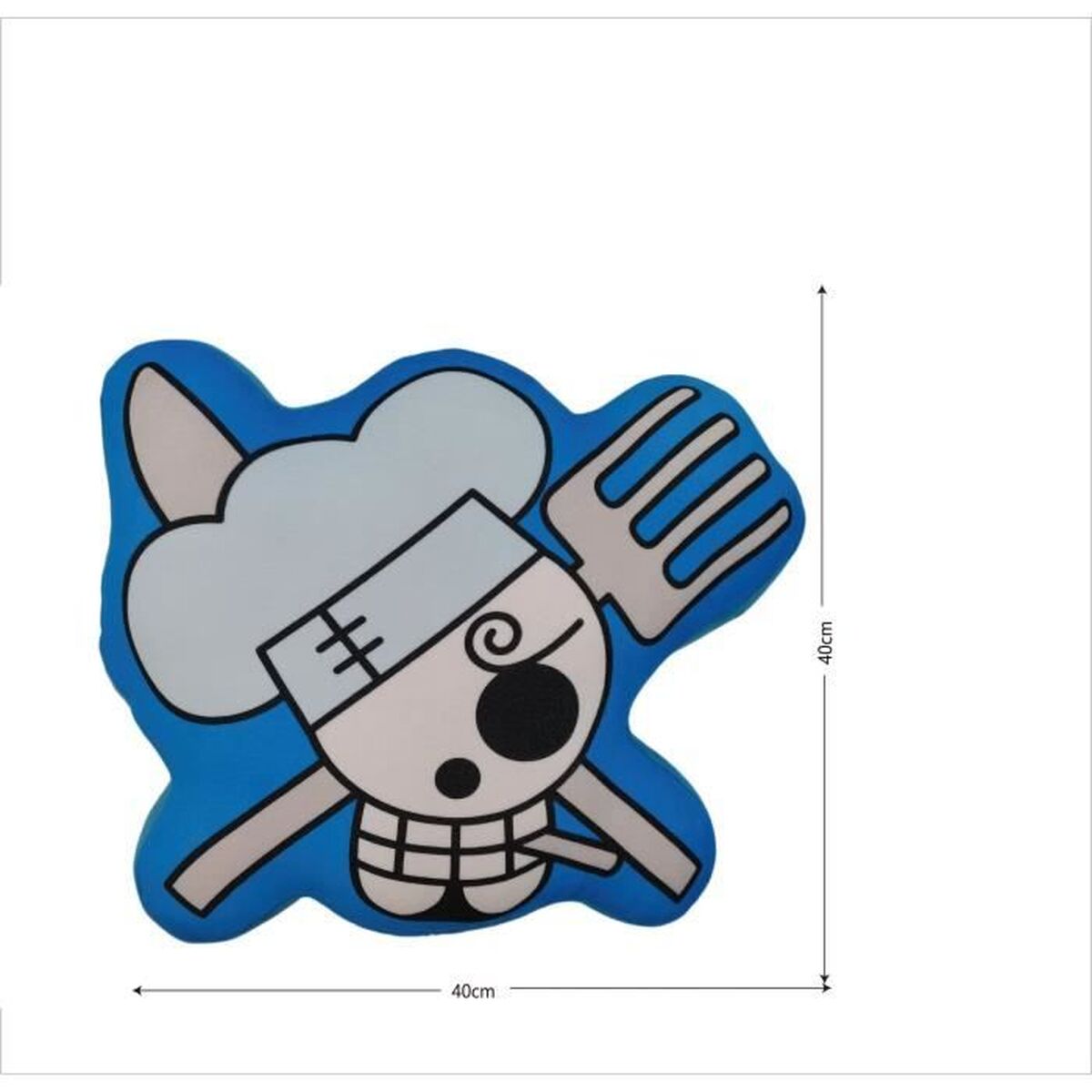 One Piece Kissen gelb schwarz 40cm Polyester Reißverschluss Seitenansicht
