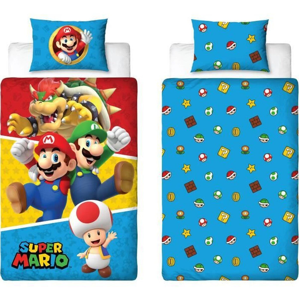 Mario Bros Bettbezug-Set Bunt – 140 × 200 cm, Mikrofaser, 2-teilig
