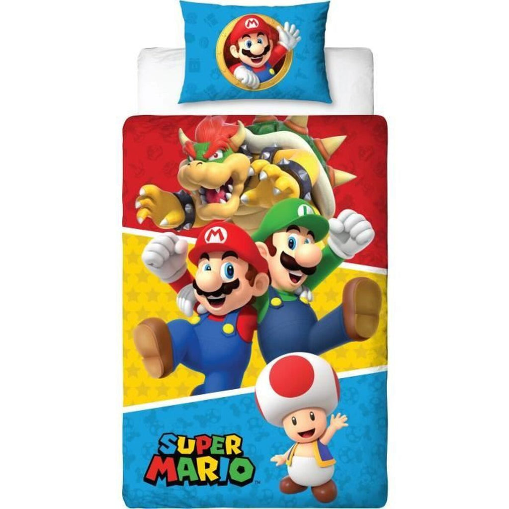 Mario Bros Kinderbettwäsche – Detailansicht bunt, Double Size
