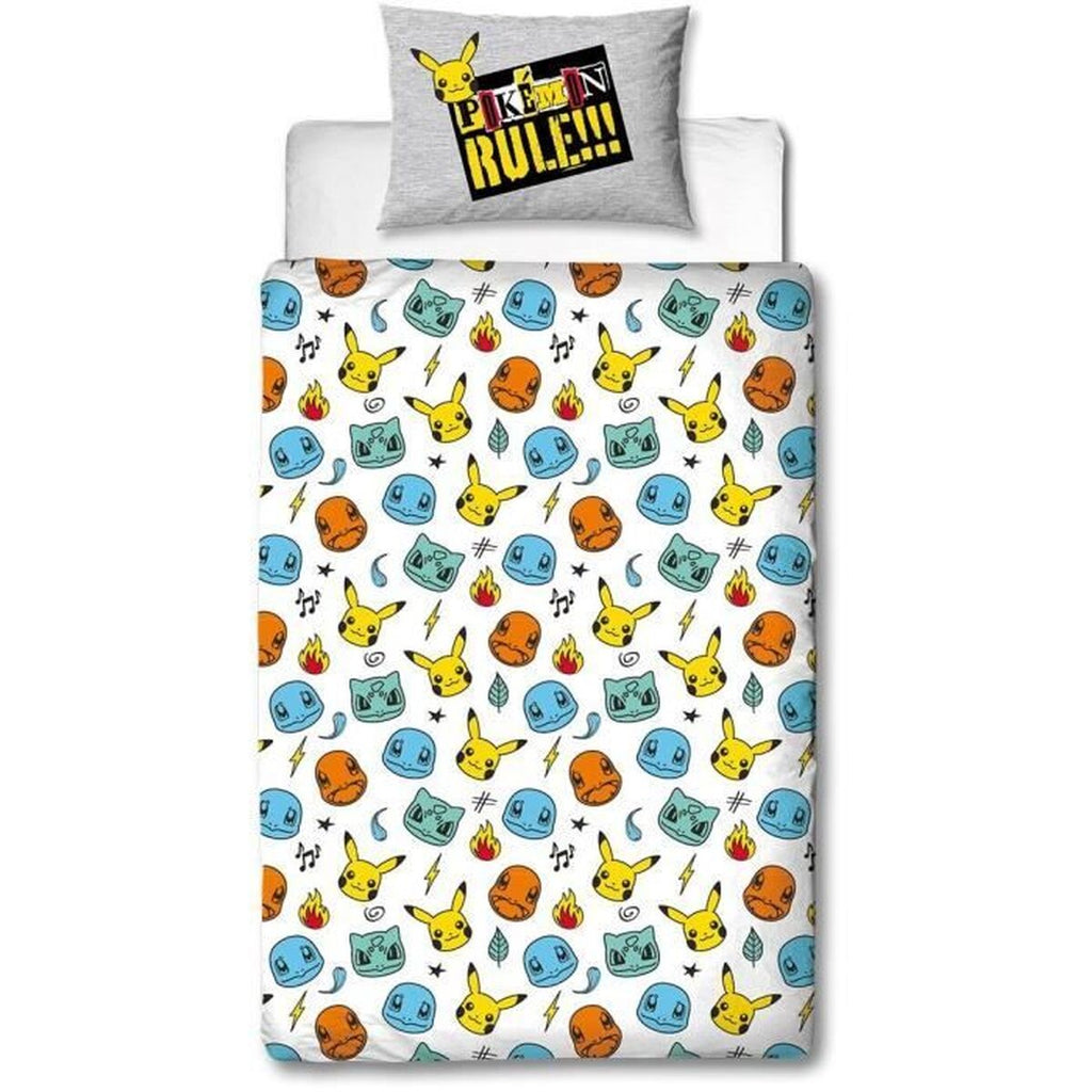 Pokémon Bettwäsche 140x200cm 2-teilig Mikrofaser Kissenbezug 63x63cm grau
