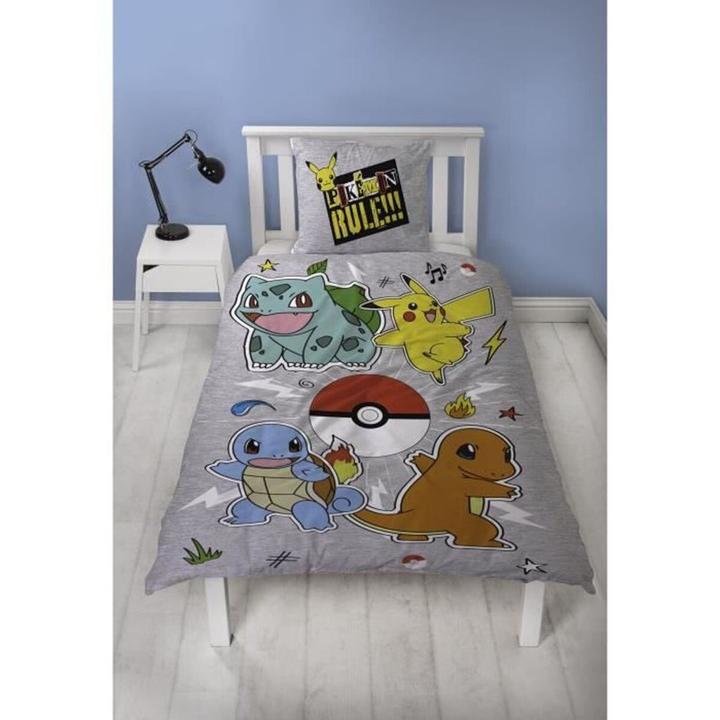 Pokémon Bettwäsche-Set 140x200cm Kinderzimmer grau Produktdetails
