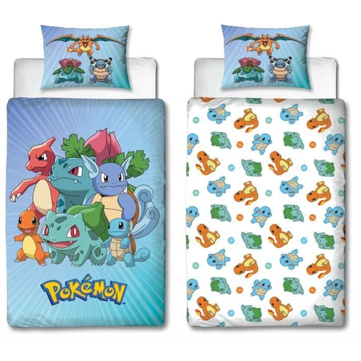 Pokémon Bettwäsche-Set blau 140x200cm 2-teilig Mikrofaser Kinderbettwäsche
