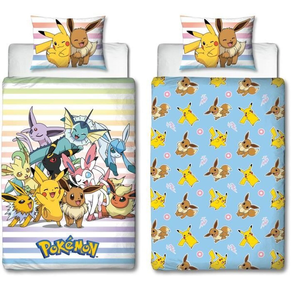 Pokémon Bettwäsche-Set 140x200cm 2-teilig Mikrofaser bunt Kinderbettwäsche