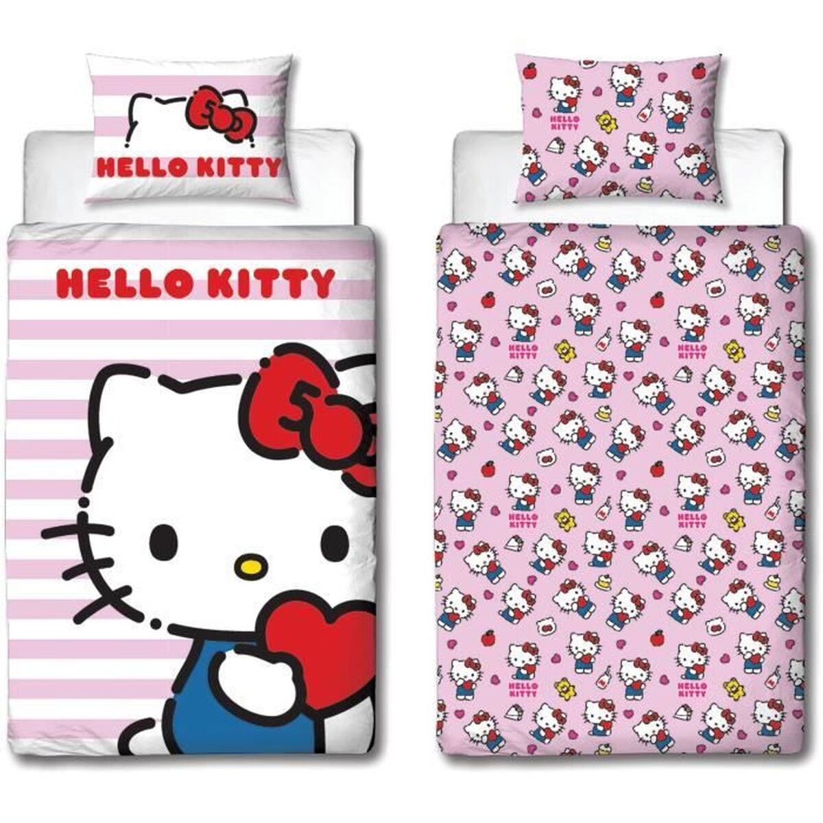 Hello Kitty Bettwäsche-Set 140x200cm 2-teilig Mikrofaser rosa Kinderbettwäsche
