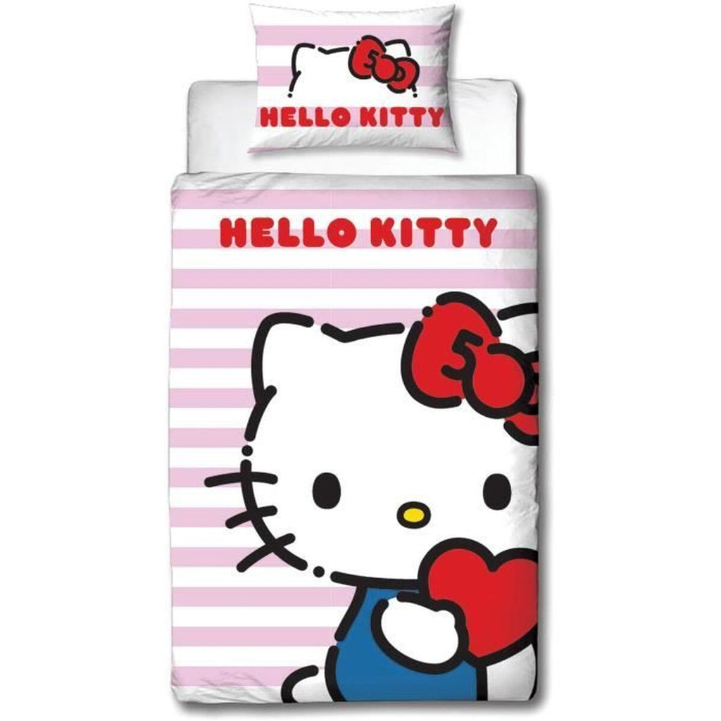 Hello Kitty Bettwäsche 140x200cm 2-teilig Mikrofaser Kissenbezug 63x63cm rosa
