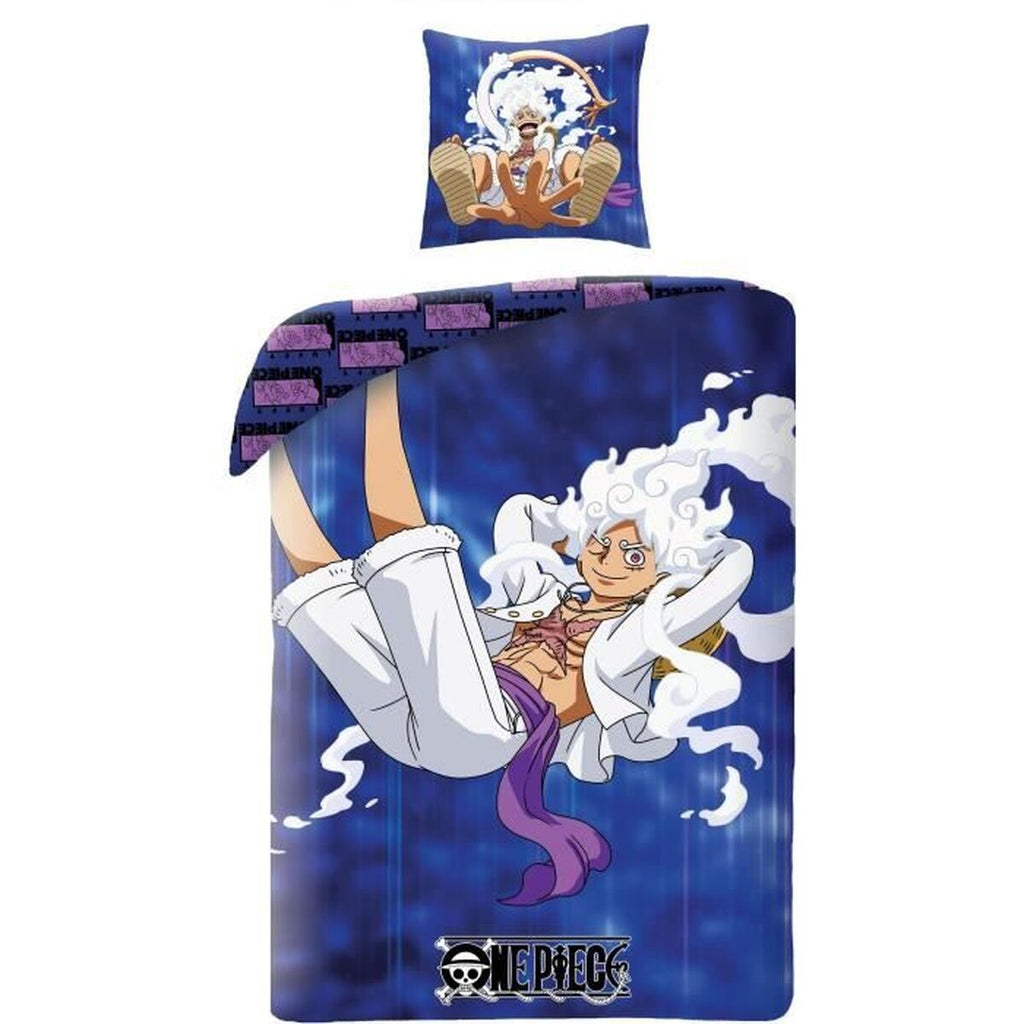 One Piece Bettbezug-Set 140x200cm 2-teilig Mikrofaser blau Kinderbettwäsche