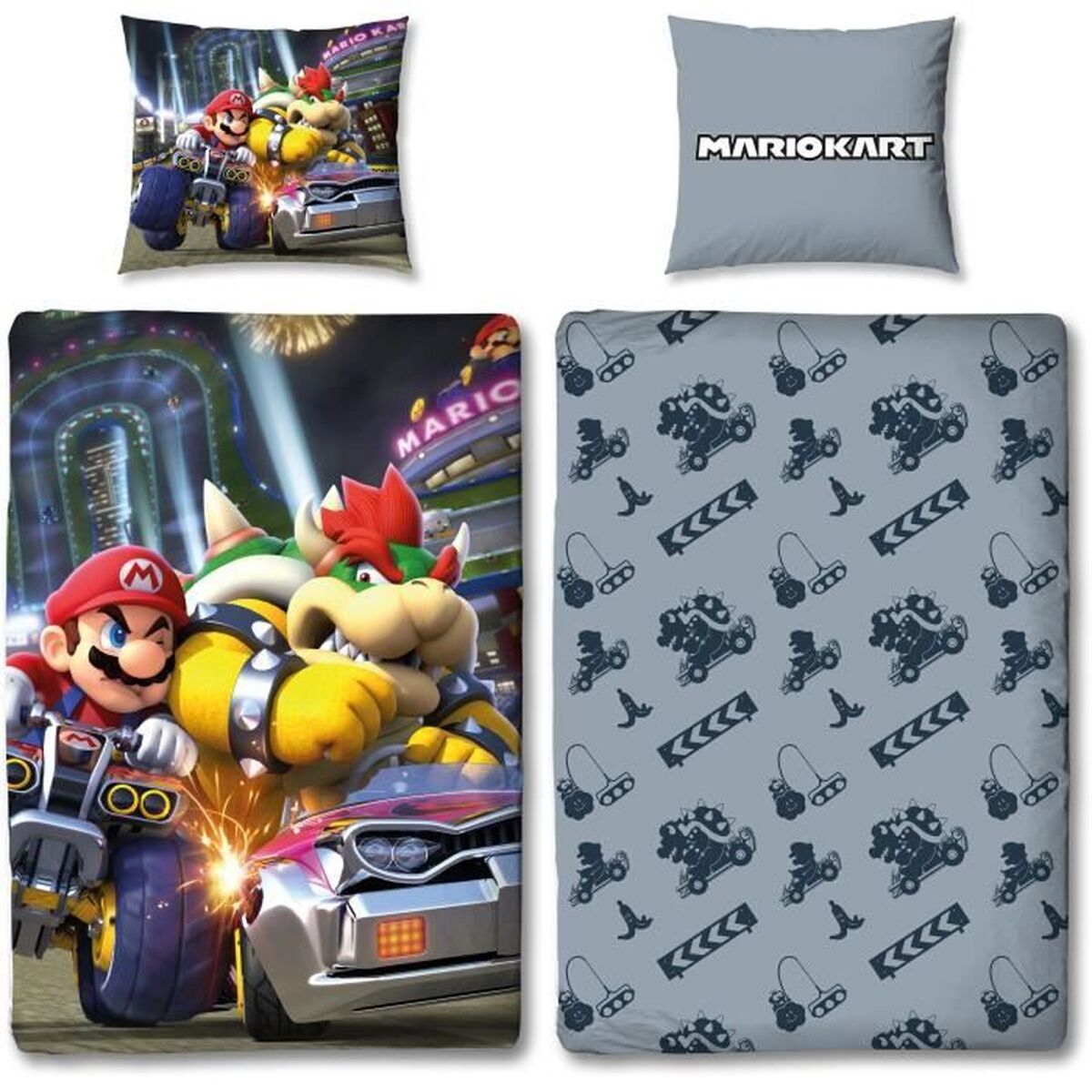 Mario Bros Bettbezug-Set Bunt – 140 × 200 cm, Mikrofaser, 2-teilig
