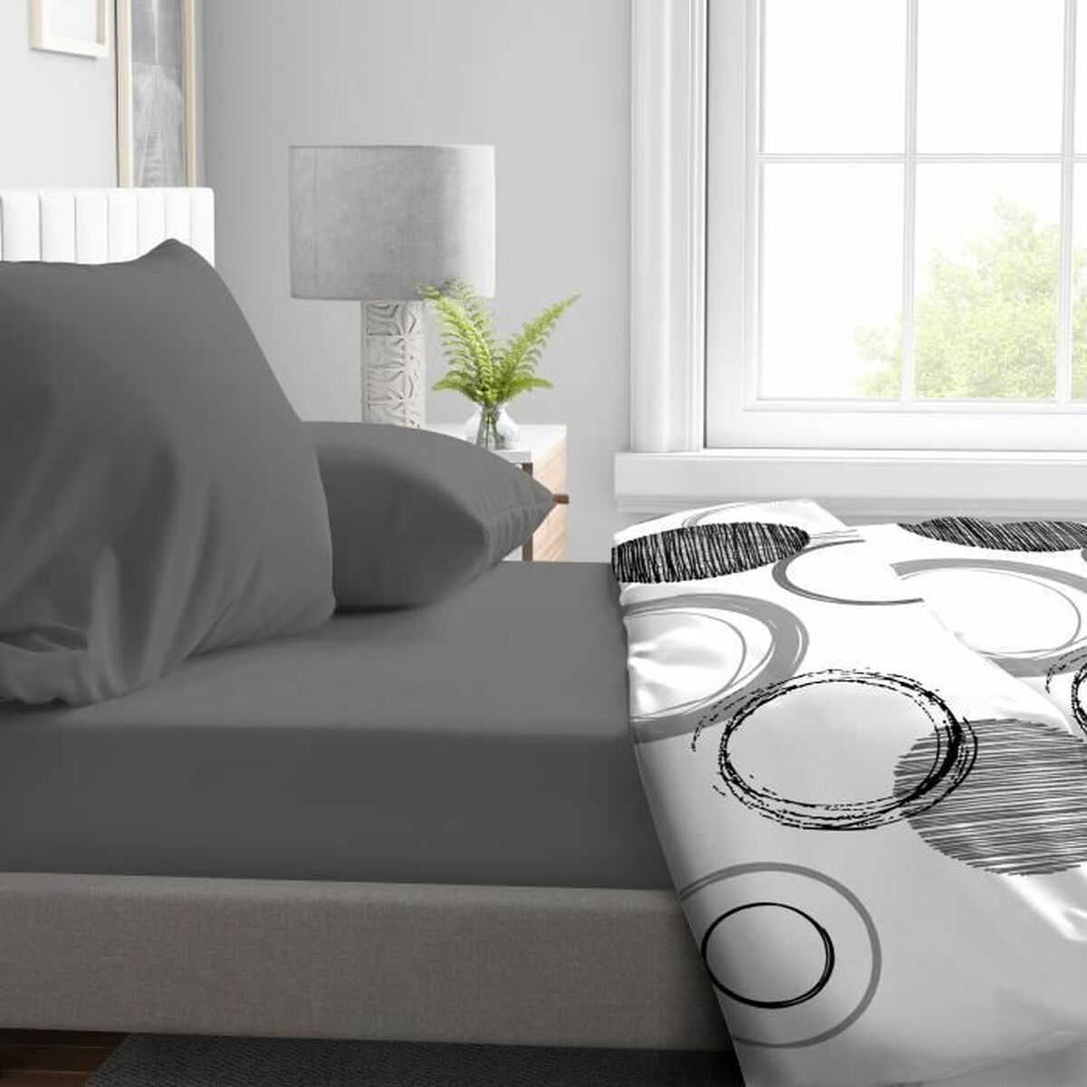 HOME LINGE PASSION Spannbettlaken grau anthrazit Mikrofaser 90x190 cm
