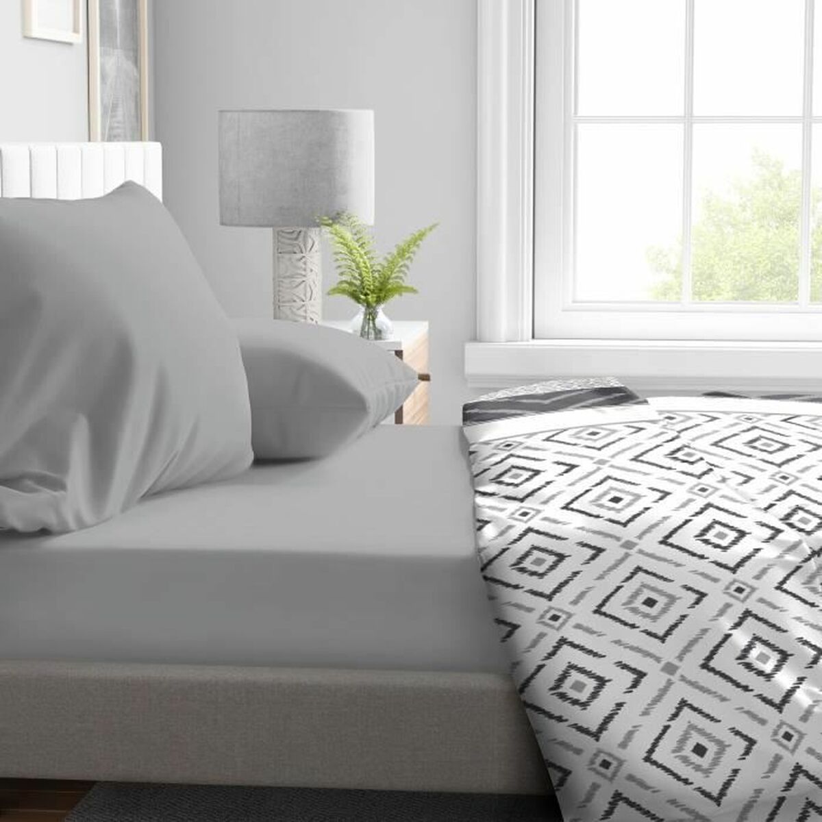 HOME LINGE PASSION Spannbettlaken grau hellgrau 180x200 cm Mikrofaser Zusatzansicht
