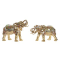 DKD Home Decor Elefant Deko-Figur gold bunt 2er-Set kolonialer Stil Harz

