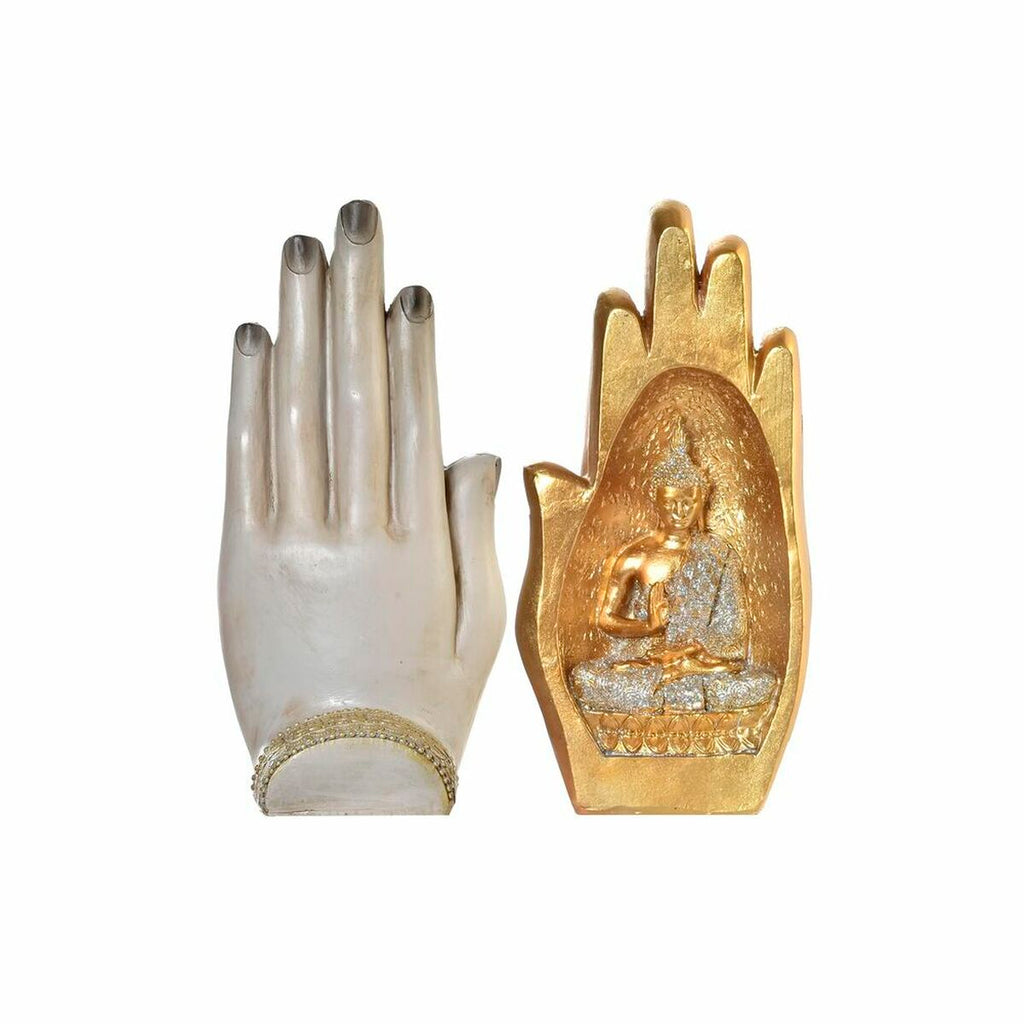DKD Home Decor Buddha – Detailansicht grau gold, antikes Finish
