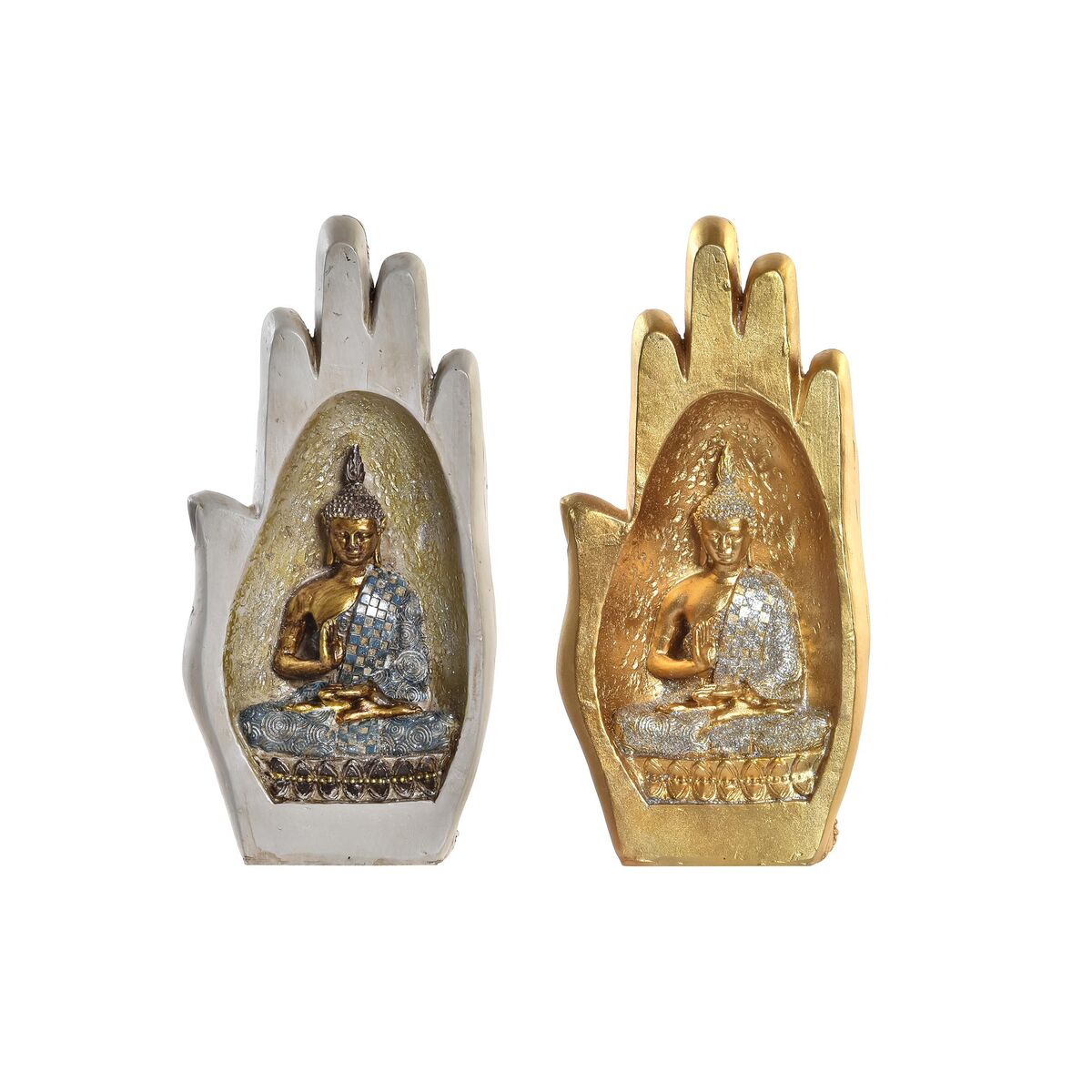 Buddha Deko-Figur DKD Home Decor Grau Gold – orientalisch, Harz

