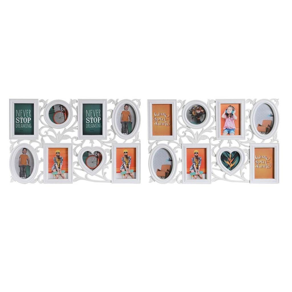 Fotorahmen DKD Home Decor Weiß – 8 Fotos, 58 × 37,5 cm, Kristall-Optik
