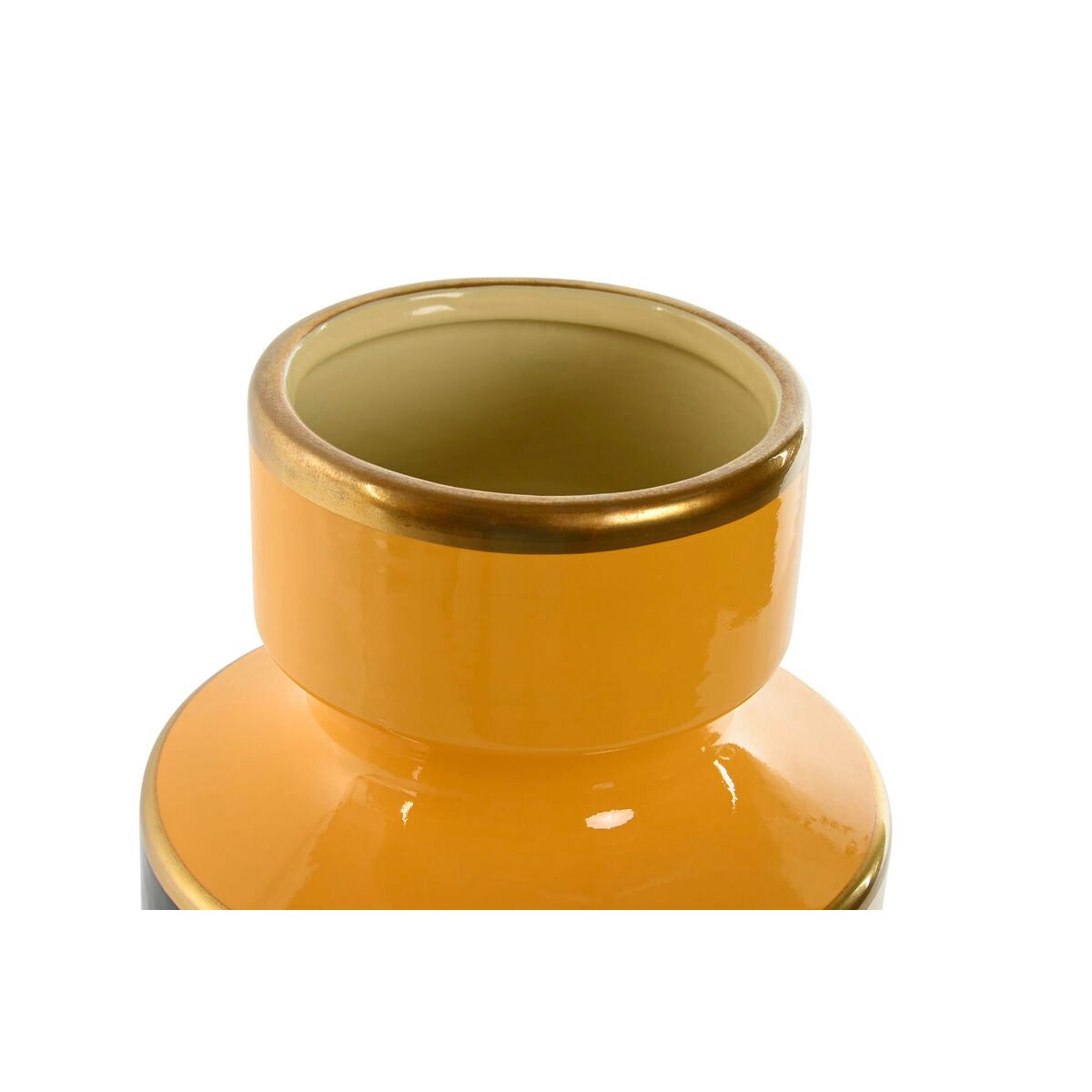 Home ESPRIT Vase – Frontansicht, gelb schwarz gold, Porzellan
