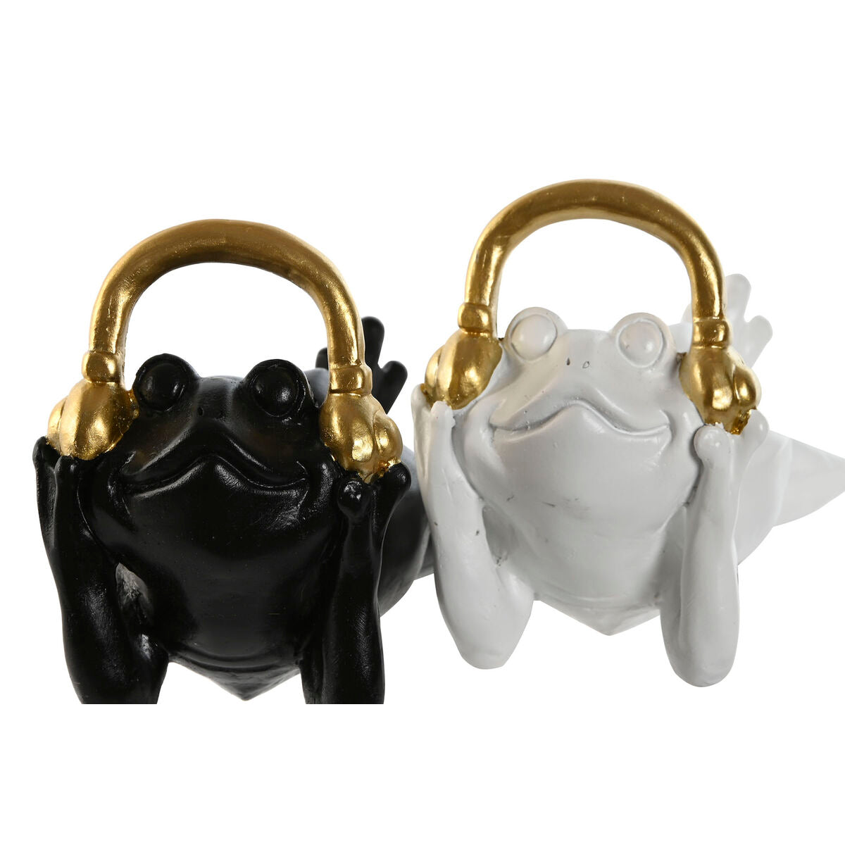 Home ESPRIT Deko-Figur Frosch gold schwarz weiß 2er-Set Design
