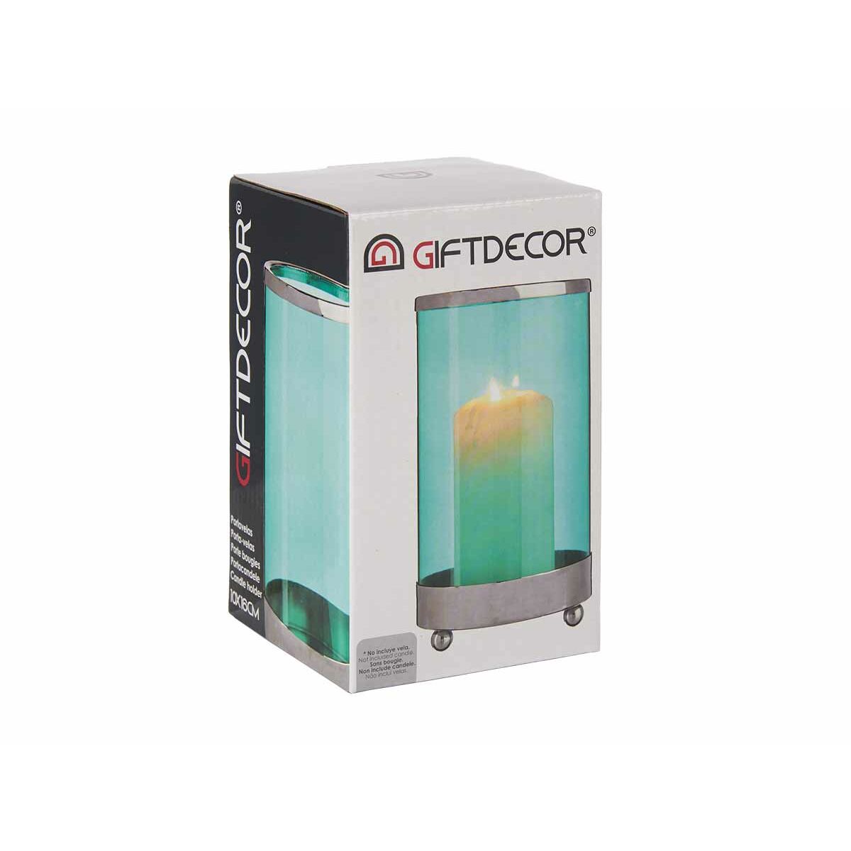 Kerzenschale blau silber Metall Glas Gift Decor Detailansicht
