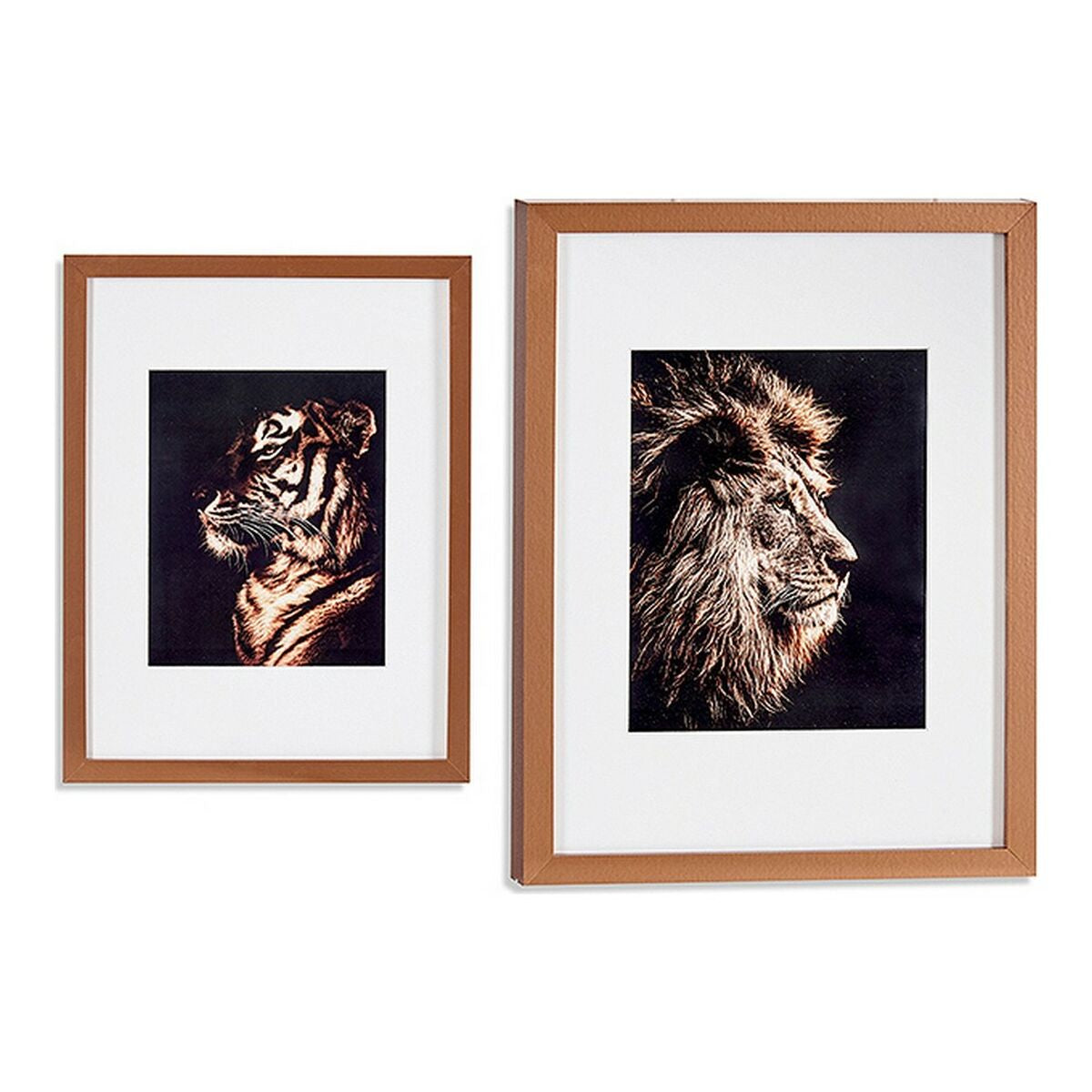 Gift Decor Wandbild Tiger Löwe bronze Glas Spanplatte 33x43cm
