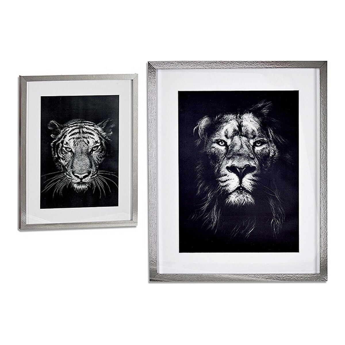 Gift Decor Wandbild Lion Tiger Glas Spannplatte 43x53cm mehrfarbig
