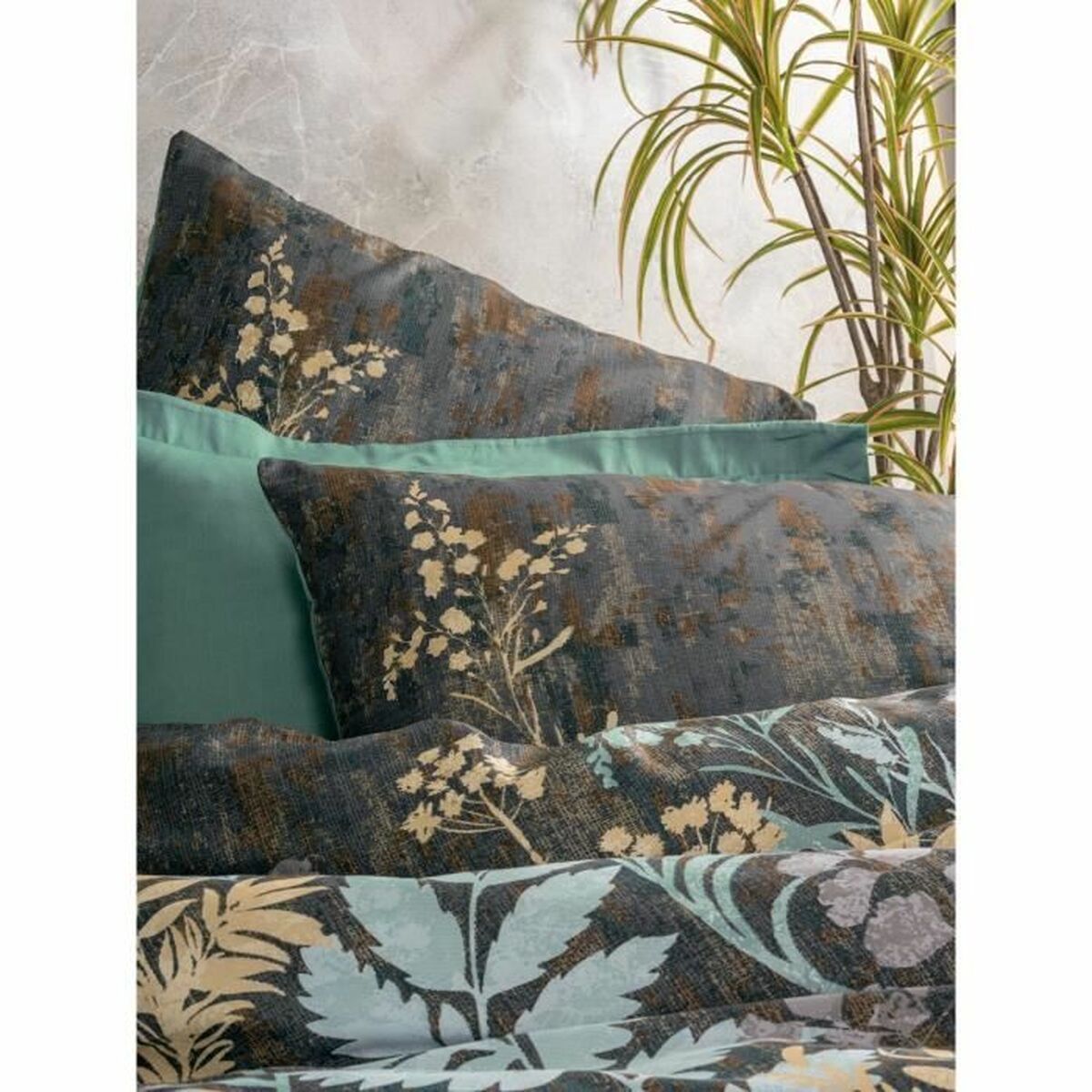 Bettwäsche-Set mintgrün 220x240cm BigBuy Home Satin-Baumwolle Detailansicht
