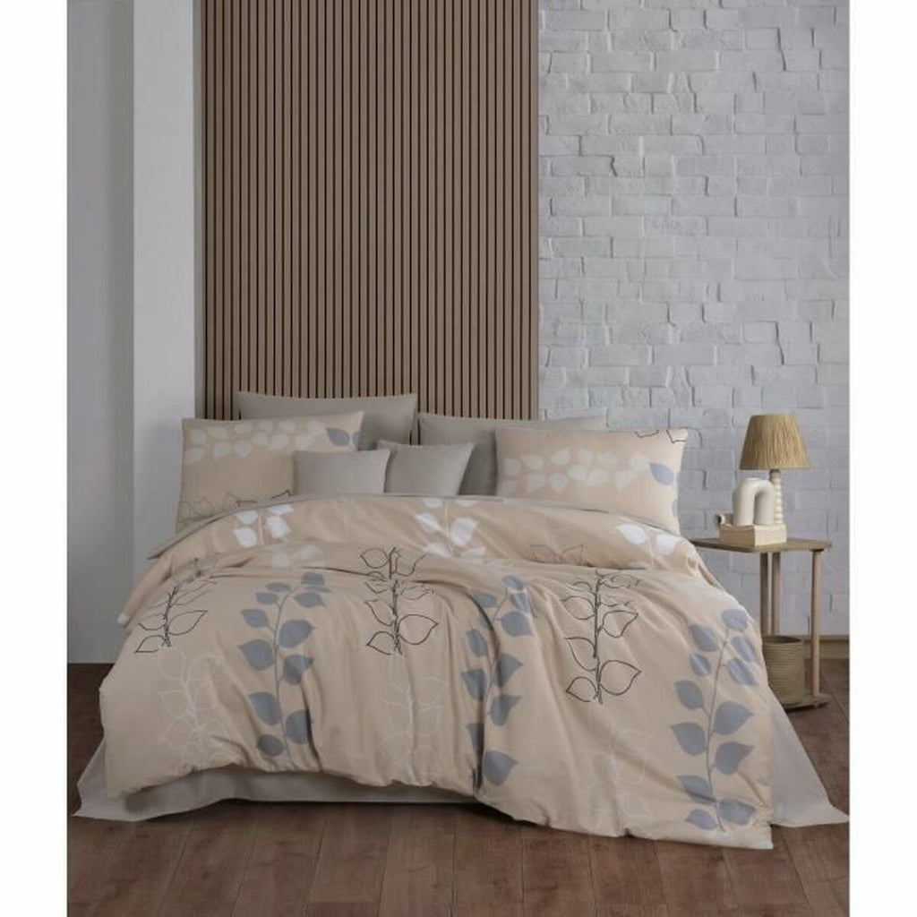Bettwäsche-Set beige Baumwolle 220x240cm Detailansicht
