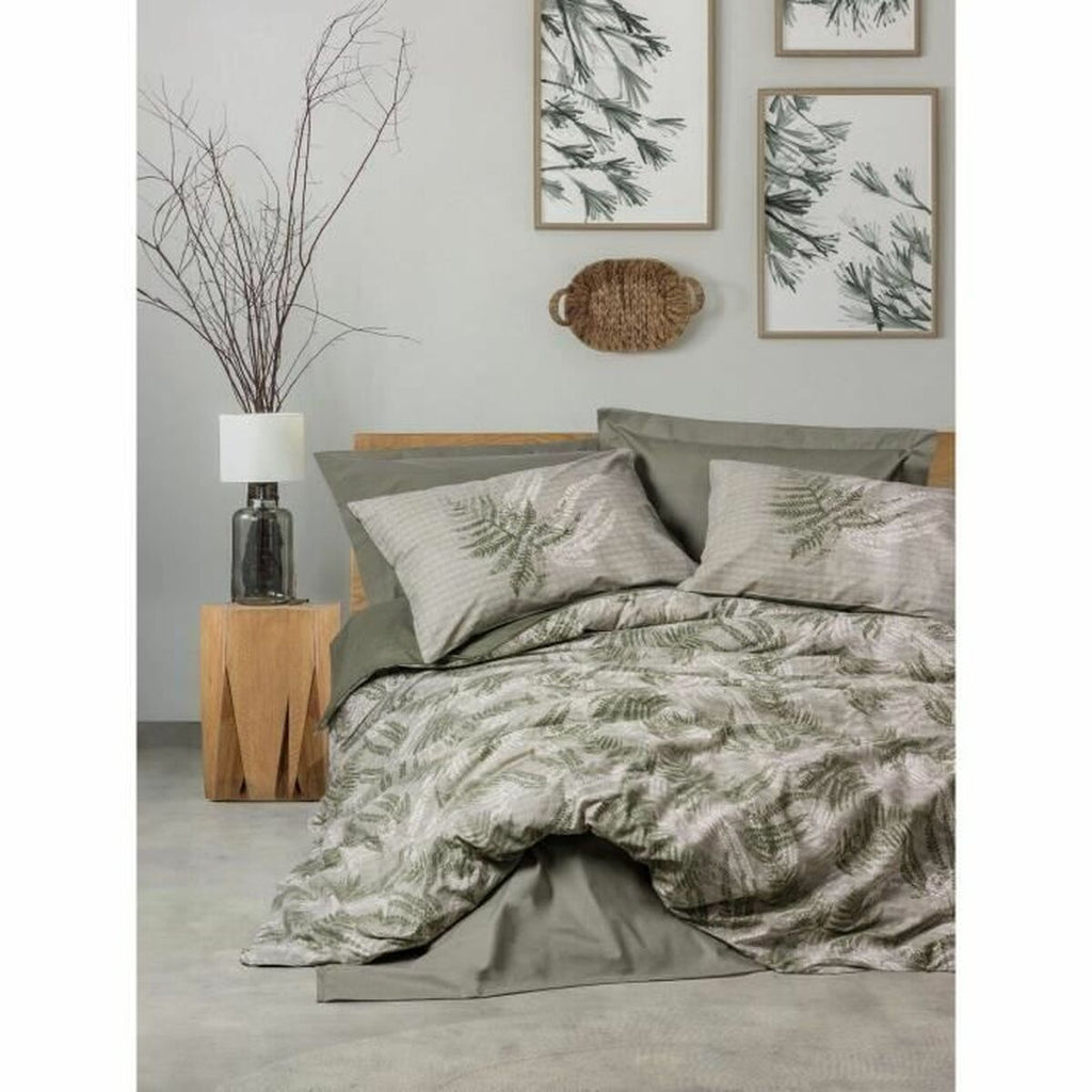 Bettbezug-Set grün 220x240cm BigBuy Home 100% Baumwolle botanisches Design
