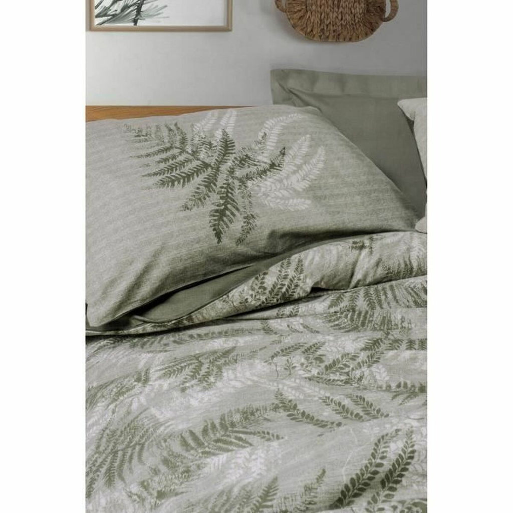 Bettbezug grün 220x240cm BigBuy Home Baumwolle botanisch Nahaufnahme
