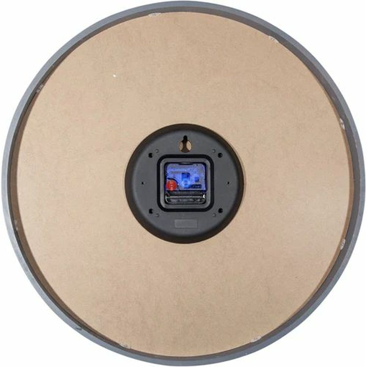 Wanduhr Holz grau mit dekorativem Muster Detailansicht
