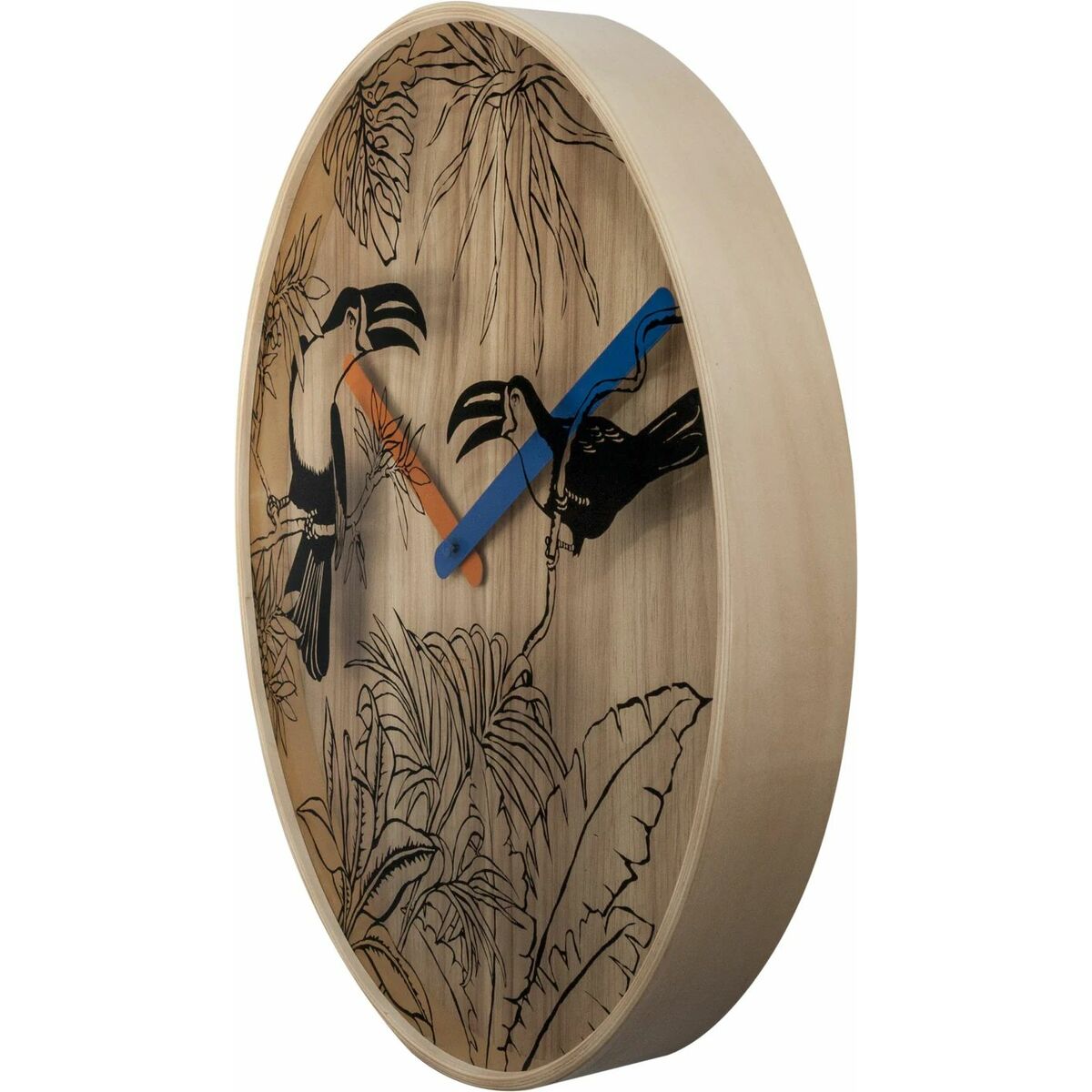 Nextime Wanduhr 3230 Holz braun 40cm modern Nahaufnahme
