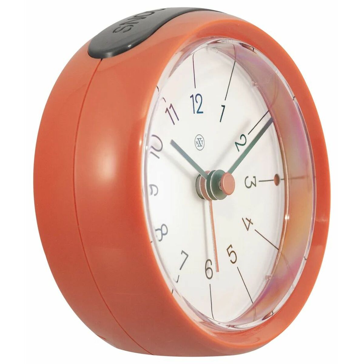 Nextime 7344OR Tischuhr – Detailansicht orange weiß, kompakt
