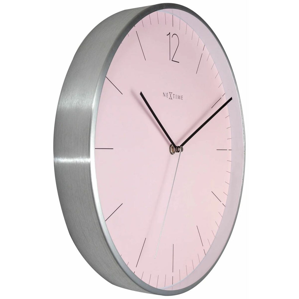 Nextime Wanduhr 3254RZ Metall grau rosa 34cm modern Nahaufnahme
