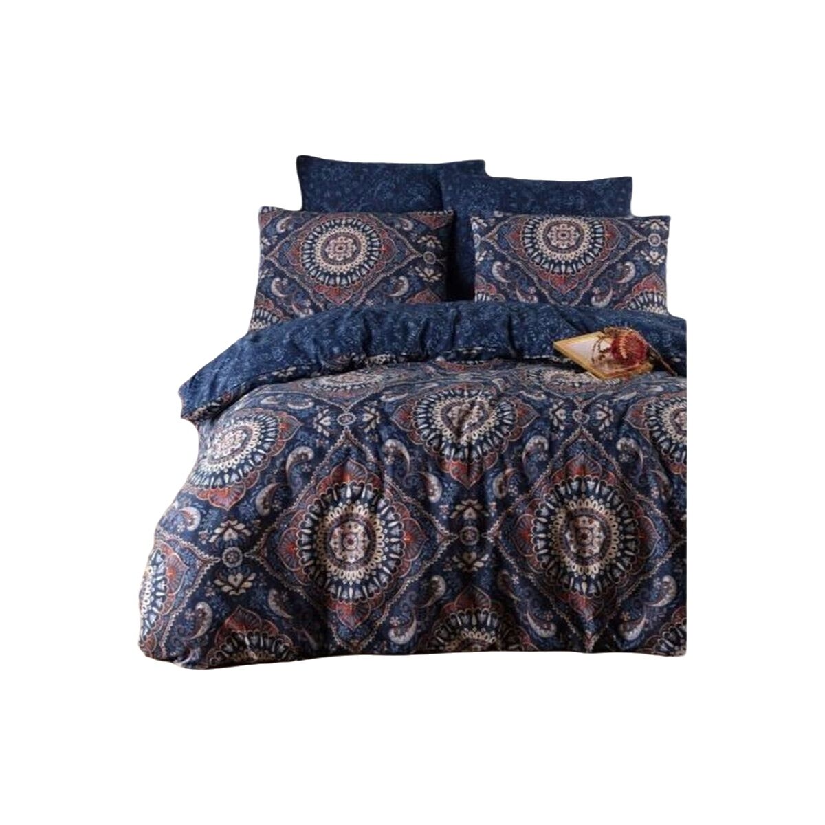 Bettbezug-Set blau 220x240cm Baumwolle Polyester 3-teilig King Size Bettwäsche
